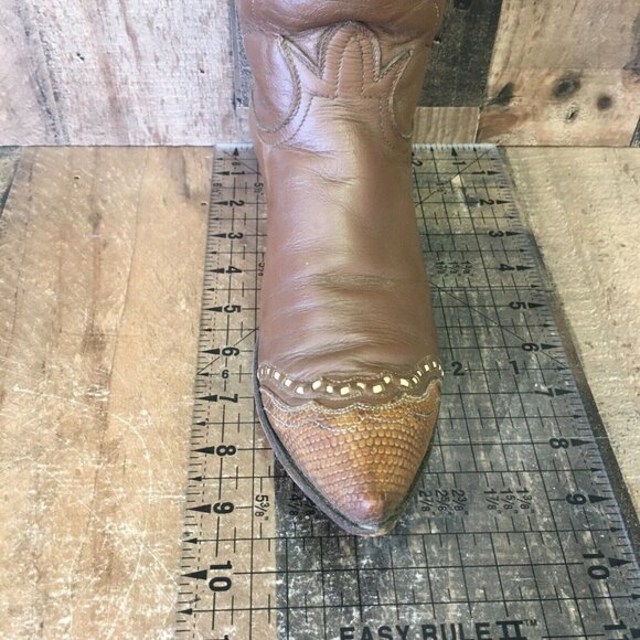 Tony Lama Vintage Gold Label Pointed Toe Wingtip Cowboy Boots Womens 5.5 B - Picture 4 of 12